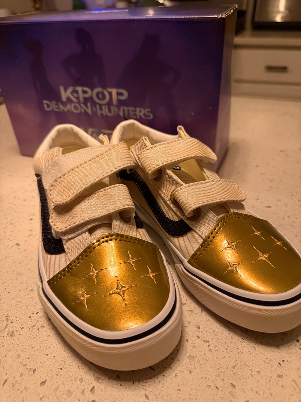 K-Pop Demon Hunter Vans with Gold Accent and Velcro